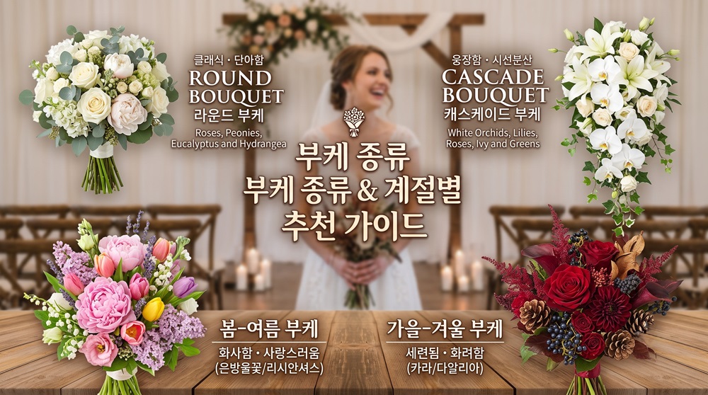 웨딩 부케 종류 완벽 정리 드레스 체형별 조합부터 계절별 생화 추천까지