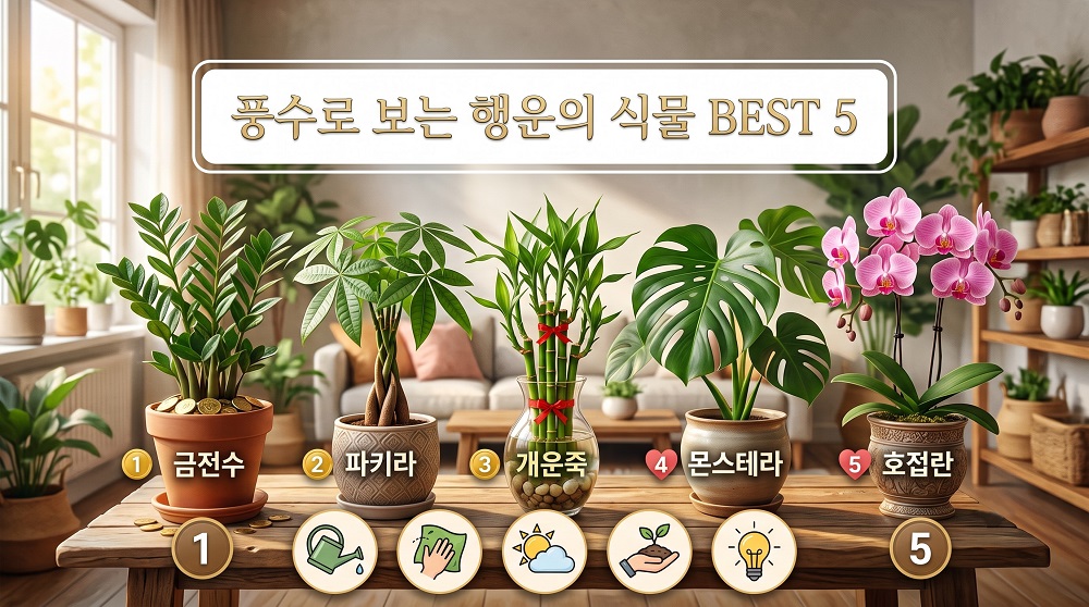 행운을 부르는 관엽식물과 꽃 종류 5가지: 집안의 기운을 바꾸는 플랜테리어 가이드