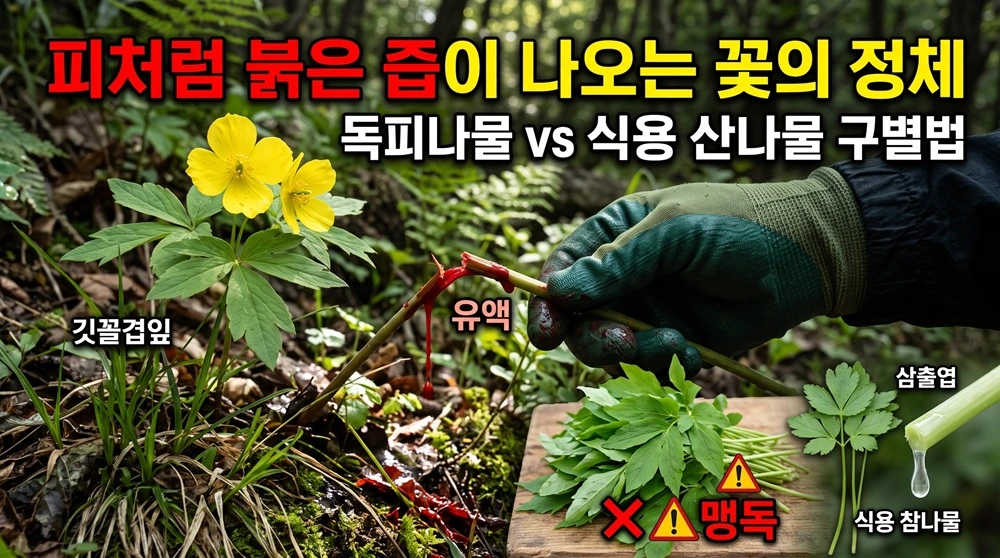 피처럼 붉은즙이 나오는 꽃의정체와 독초구별법