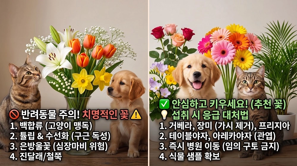 반려동물에게 치명적인 유독꽃 종류와 응급대처법