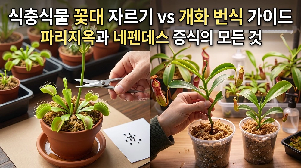 식충식물 꽃대 자르기 개화 번식 가이드 파리지옥과 네펜데스 증식의 모든것