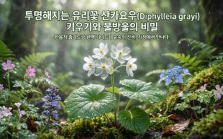 투명해지는 유리꽃 산카요우(Diphylleia grayi) 키우기와 물방울의 비밀