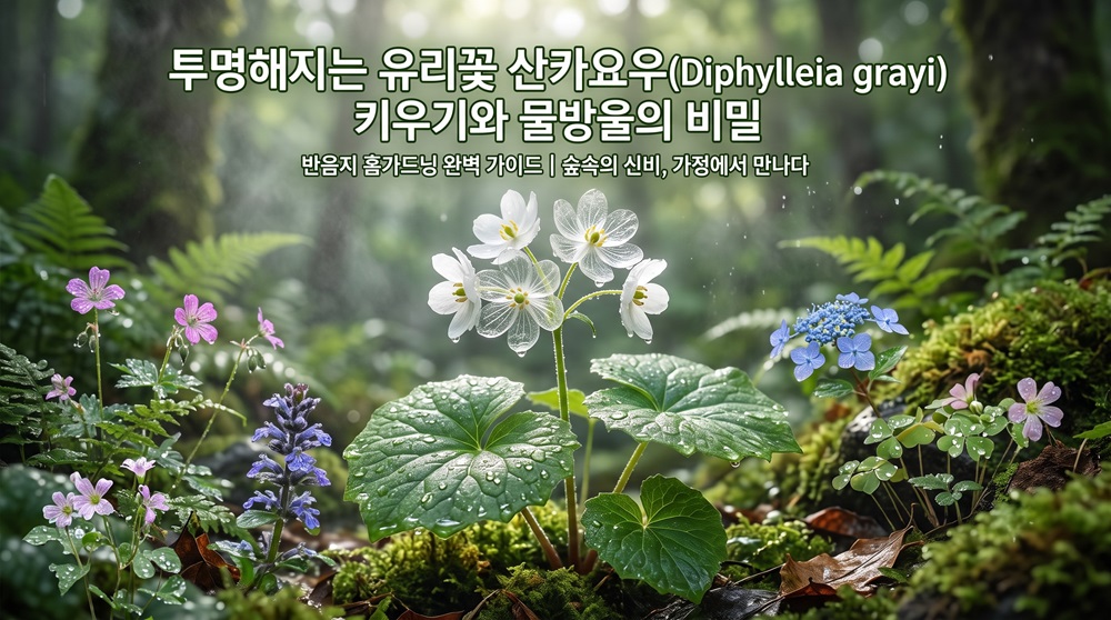 투명해지는 유리꽃 산카요우(Diphylleia grayi) 키우기와 물방울의 비밀
