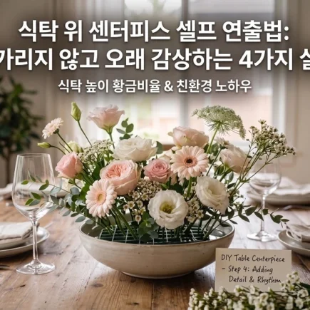 식탁 위 테이블 플라워 셀프 연출법 시야를 가리지 않고 오래 감상하는 실전 공식