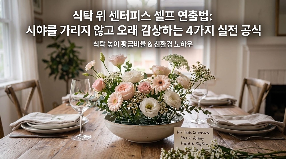 식탁 위 테이블 플라워 셀프 연출법 시야를 가리지 않고 오래 감상하는 실전 공식