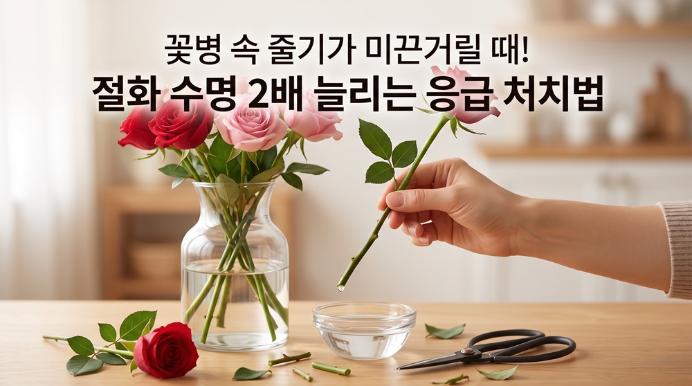 꽃병속 줄기가 미끈거릴때 즉시 해야할 응급 처치법과 절화 수명 2배 늘리기