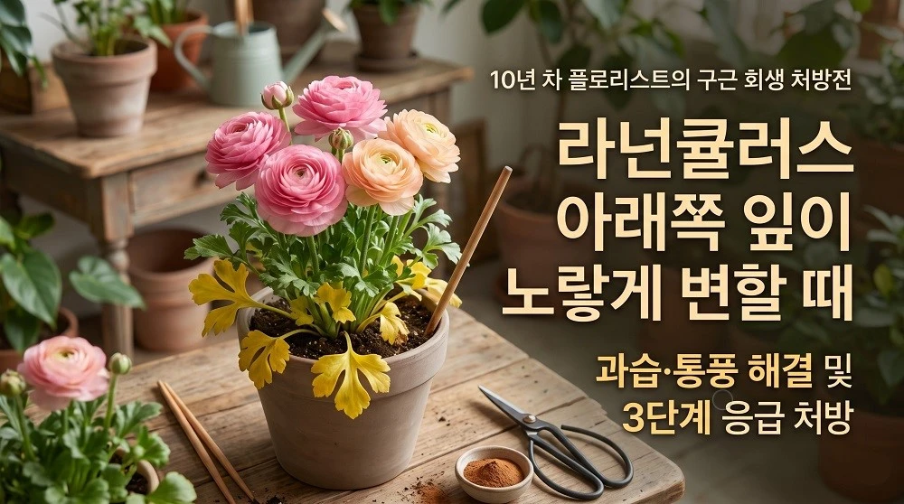 라넌큘러스 아래쪽 잎이 노랗게 변할 때 구근 회생 처방전