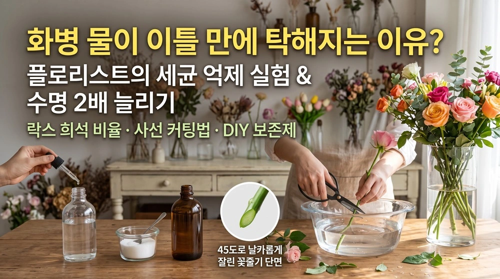 화병 물이 이틀만에 탁해지는 이유 플로리스트의 세균 억제 실험과 절화수명 2배 늘리기