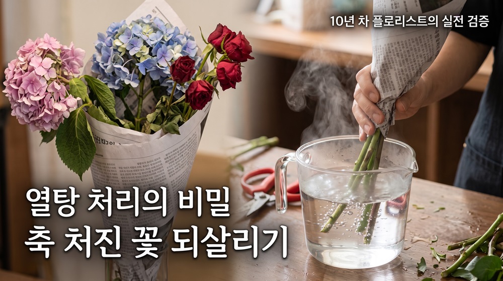 축 처진 꽃 되살리는 줄기 열탕 처리(Boiling) 실전 검증