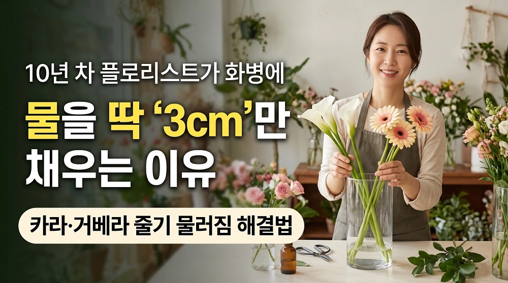 카라 거베라 줄기 물러짐 화병에 물을 3cm만 채우는 이유