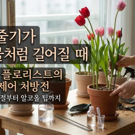 튤립 줄기가 콩나물처럼 길어질때 웃자람 제어 처방전