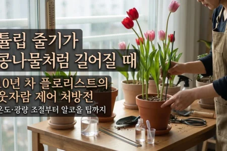튤립 줄기가 콩나물처럼 길어질때 웃자람 제어 처방전