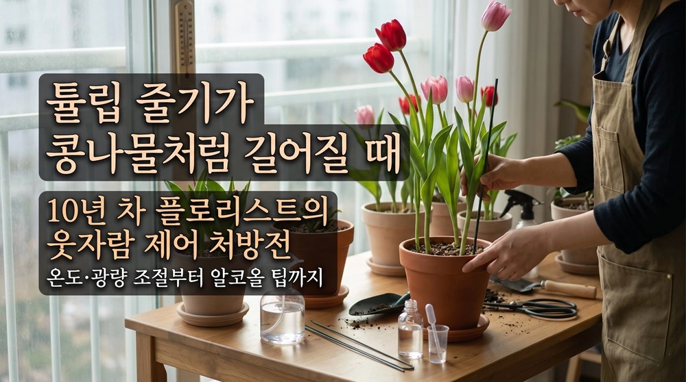 튤립 줄기가 콩나물처럼 길어질때 웃자람 제어 처방전